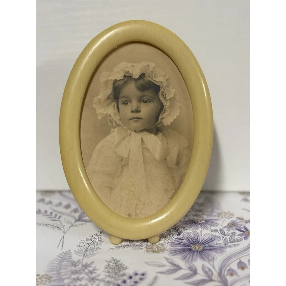 Antique Style Sepia Baby Portrait Oval Frame